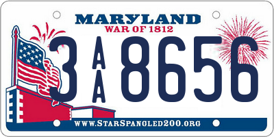 MD license plate 3AA8656