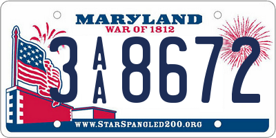 MD license plate 3AA8672