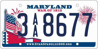 MD license plate 3AA8677