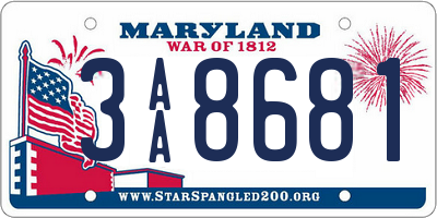 MD license plate 3AA8681