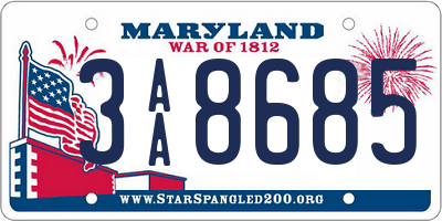 MD license plate 3AA8685