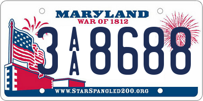 MD license plate 3AA8688