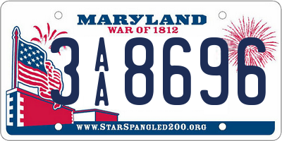 MD license plate 3AA8696