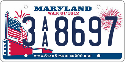 MD license plate 3AA8697
