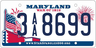 MD license plate 3AA8699