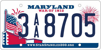 MD license plate 3AA8705