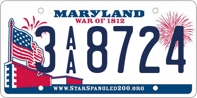 MD license plate 3AA8724