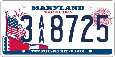 MD license plate 3AA8725