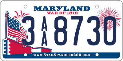 MD license plate 3AA8730