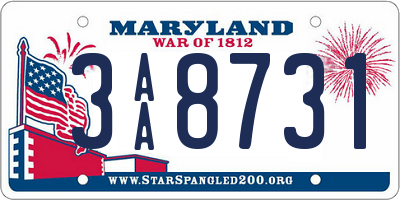 MD license plate 3AA8731