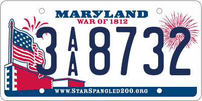 MD license plate 3AA8732