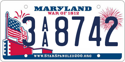 MD license plate 3AA8742