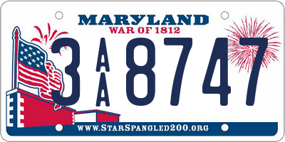 MD license plate 3AA8747