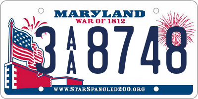 MD license plate 3AA8748