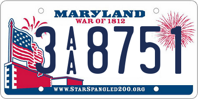 MD license plate 3AA8751