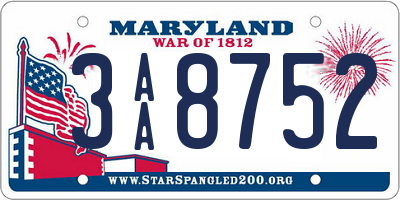MD license plate 3AA8752