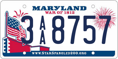 MD license plate 3AA8757