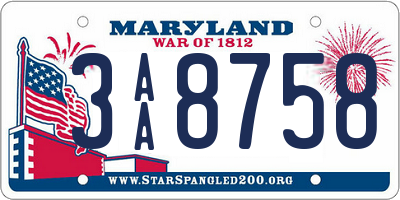 MD license plate 3AA8758