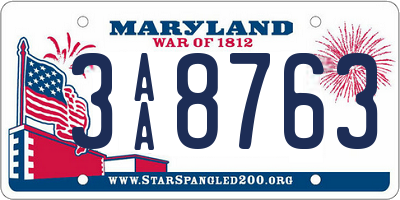 MD license plate 3AA8763