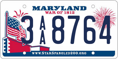 MD license plate 3AA8764