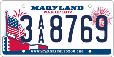 MD license plate 3AA8769