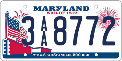 MD license plate 3AA8772