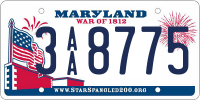 MD license plate 3AA8775