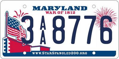 MD license plate 3AA8776