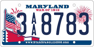 MD license plate 3AA8783