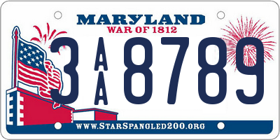 MD license plate 3AA8789