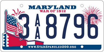 MD license plate 3AA8796