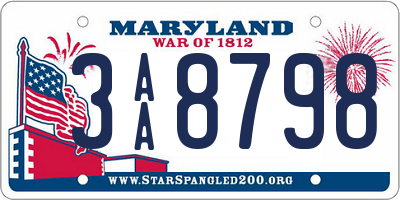 MD license plate 3AA8798