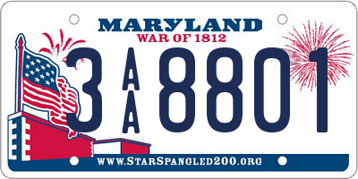 MD license plate 3AA8801