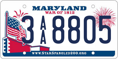 MD license plate 3AA8805