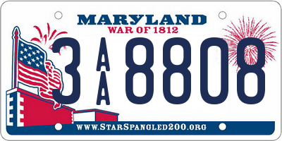 MD license plate 3AA8808