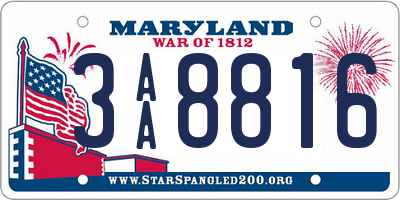 MD license plate 3AA8816