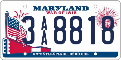 MD license plate 3AA8818