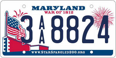 MD license plate 3AA8824