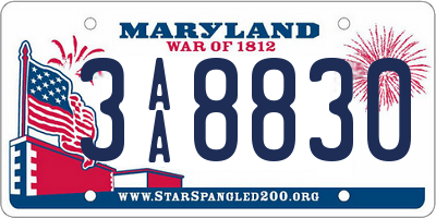 MD license plate 3AA8830