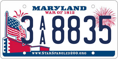 MD license plate 3AA8835