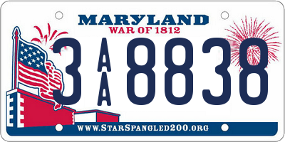 MD license plate 3AA8838