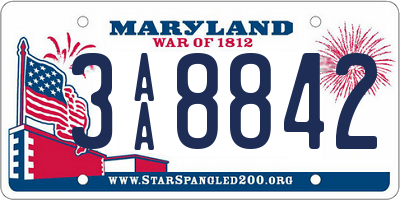 MD license plate 3AA8842