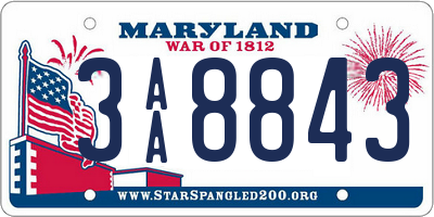 MD license plate 3AA8843