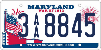 MD license plate 3AA8845