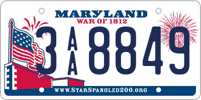 MD license plate 3AA8849