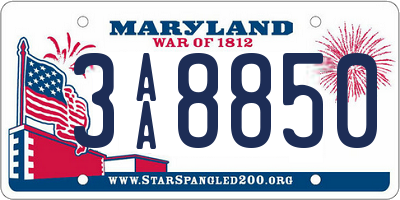 MD license plate 3AA8850