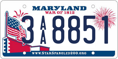 MD license plate 3AA8851