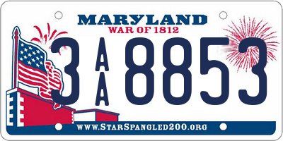 MD license plate 3AA8853