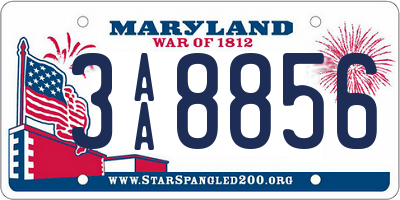 MD license plate 3AA8856