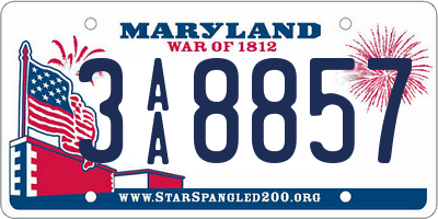 MD license plate 3AA8857